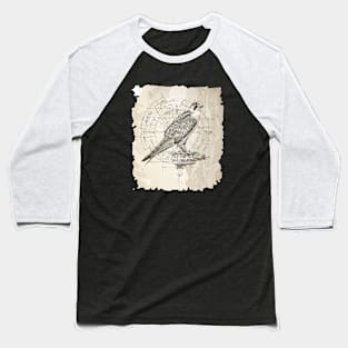 Peregrine Falcon Technical Sketch Baseball T-Shirt